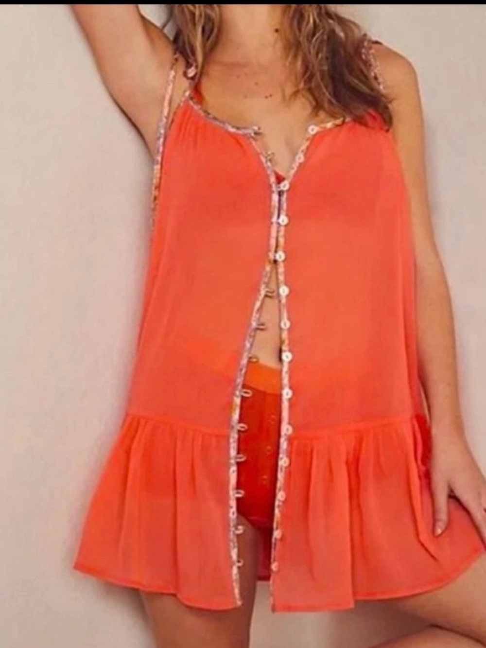 Free People Intimately Bali sweet nothing slip mini dress NWT  coral color